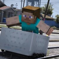 Minecraft Steve + Minecart
