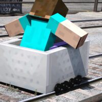Minecraft Steve + Minecart