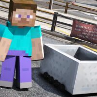 Minecraft Steve + Minecart